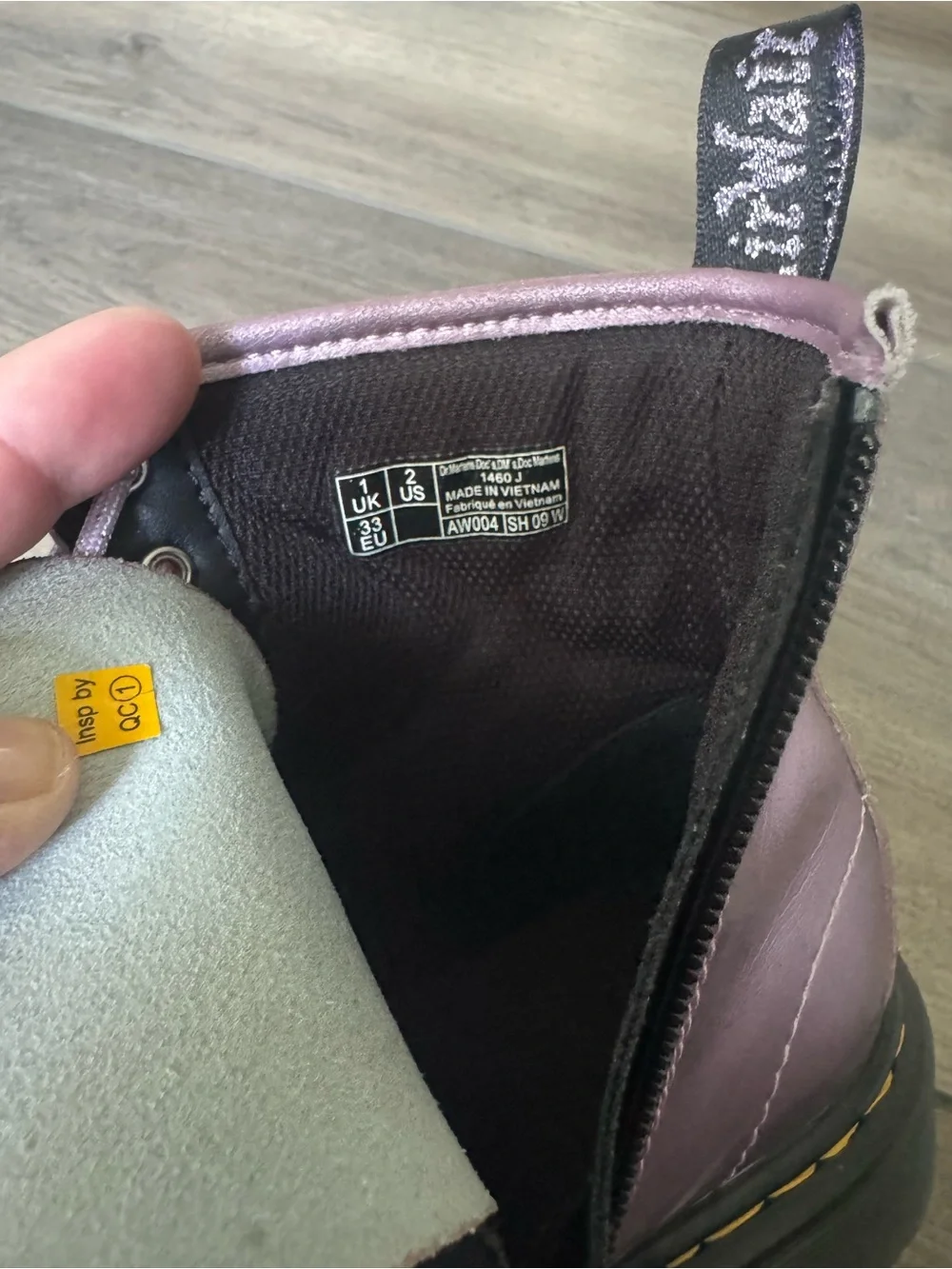 Kids Dr. Martens Metallic Lavender Lace-Up Boots